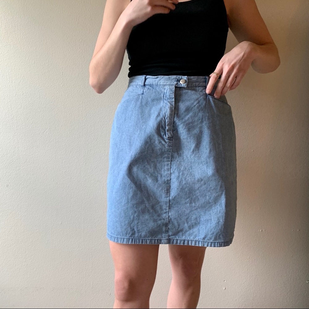 Vintage Denim Mini Skirt With Pockets